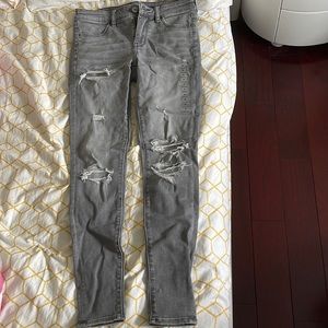 Grey distressed American eagle jeans